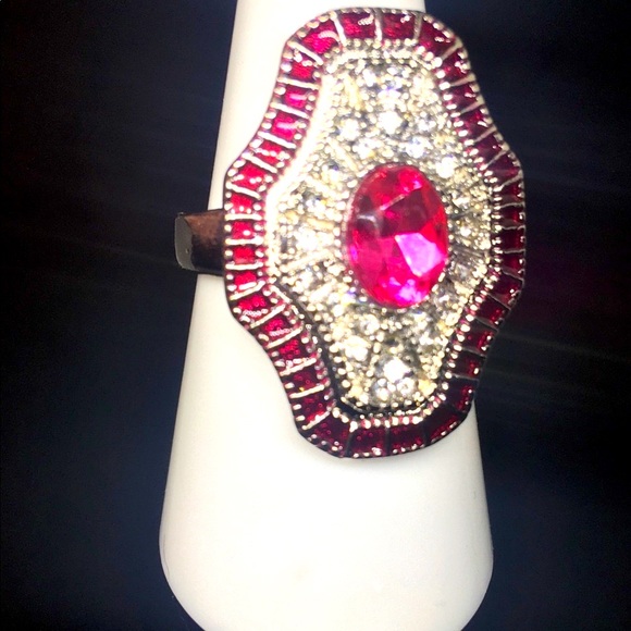 Art Deco Show Stopper Ruby Diamond Ring - Picture 2 of 2